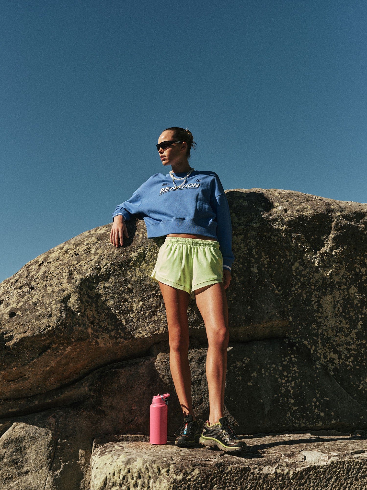 VITA SWEAT IN PALACE BLUE BY P.E NATION WOMENS ATHLEISURE SWEAT SHIRTS