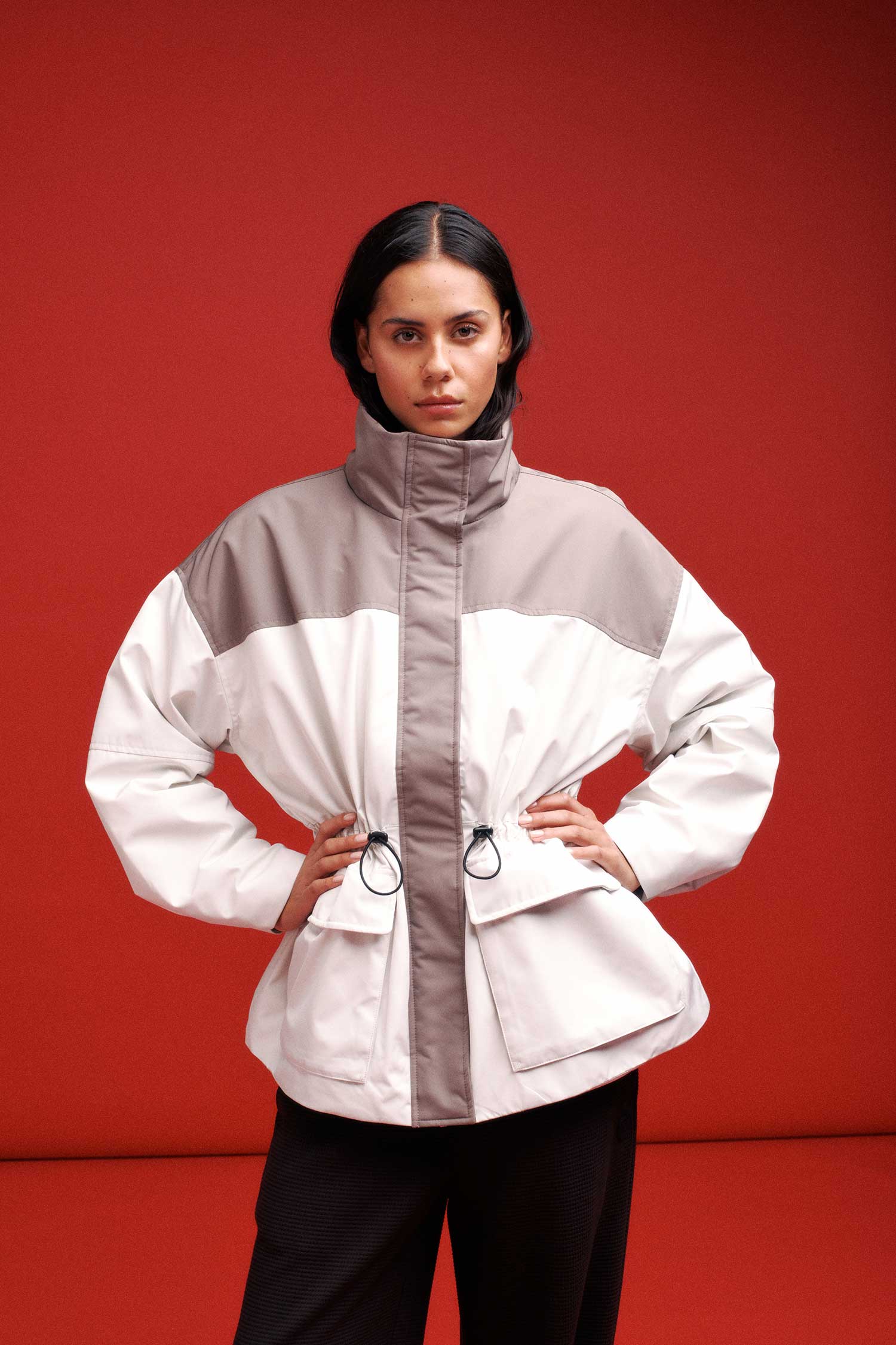 GUILD JACKET IN WHISPER WHITE BY P.E NATION WOMENS ACTIVE JACKET