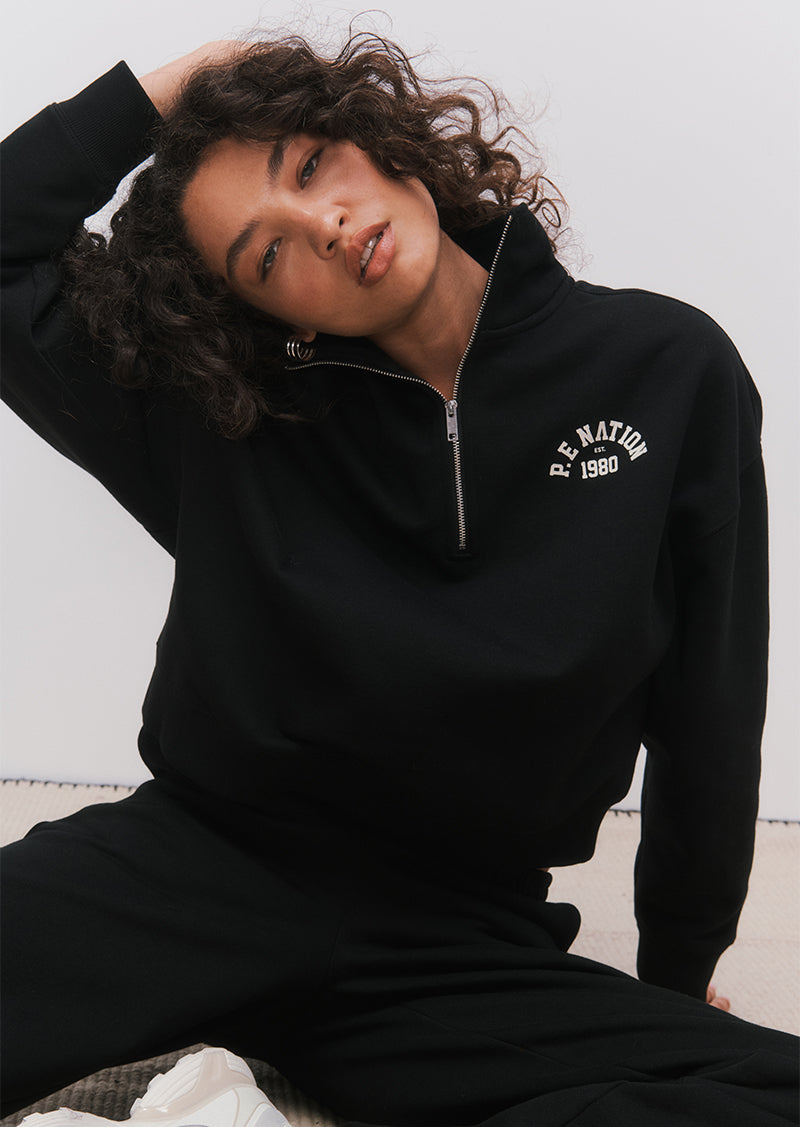 ESTABLISHED QUARTER ZIP SWEAT IN BLACK
