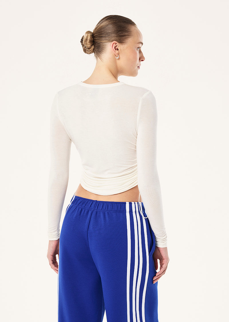 Reset Ruched Long Sleeve Tee in White by P.E Nation, Women's Athleisure Long Sleeve Tees