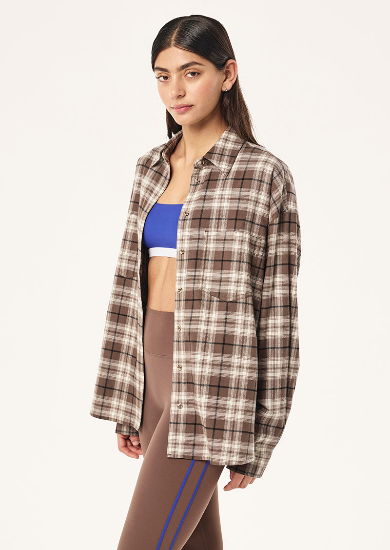 Ease Cotton Shirt in Check by P.E Nation, Women's Athleisure Cotton Shirts