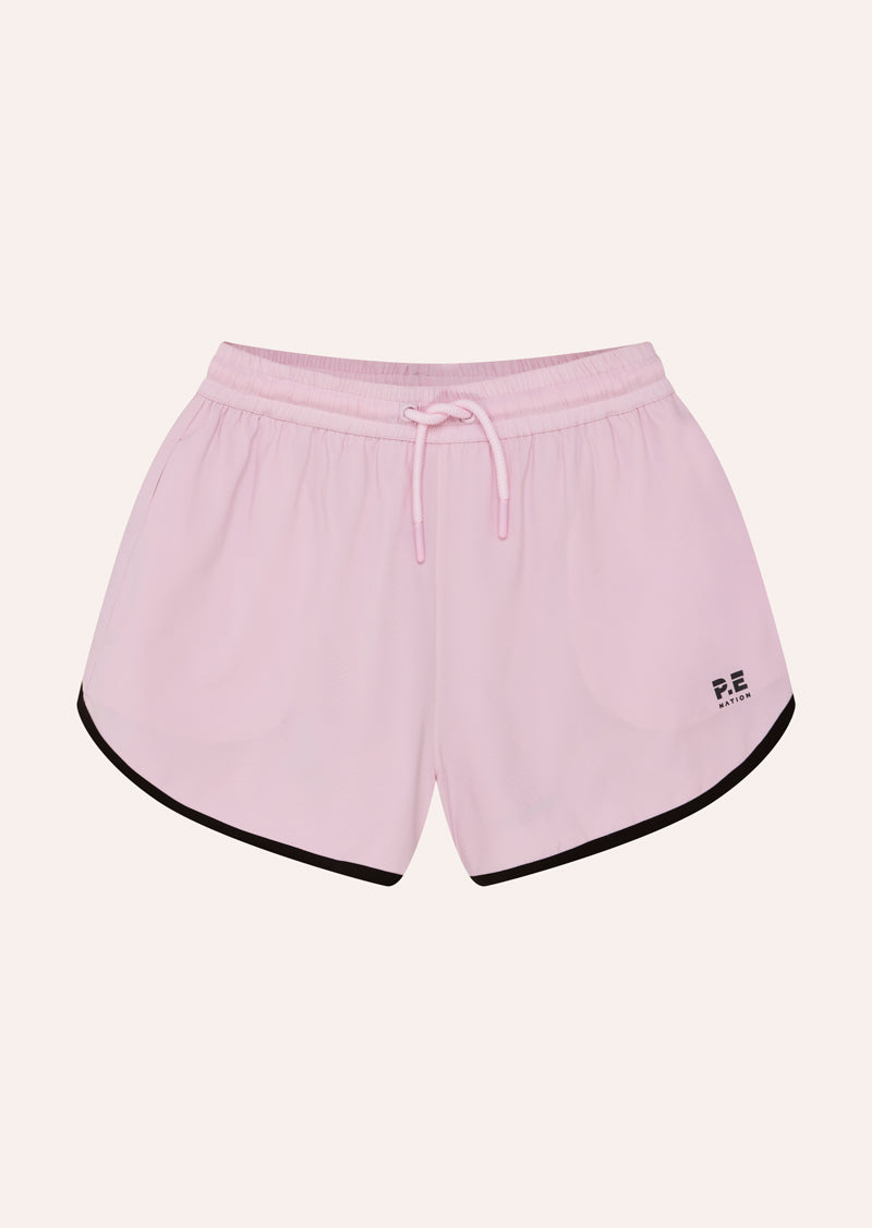 ACADEMY SHORT IN CHALK PINK BY P.E NATION, WOMENS ACTIVEWEAR EXCERSIZE SHORT PINK