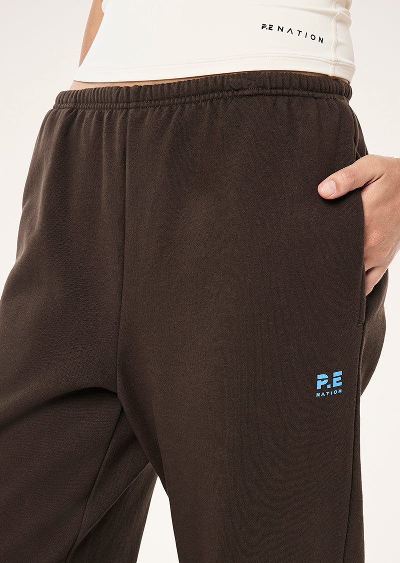 ADVENTURE CUFFED TRACKPANT IN COFFEE BY P.E NATION, WOMEN'S ATHLEISURE TRACKPANTS