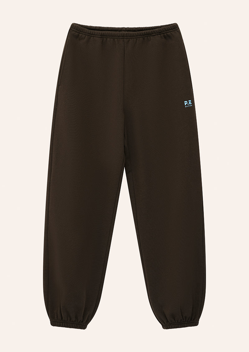 ADVENTURE CUFFED TRACKPANT IN COFFEE BY P.E NATION, WOMEN'S ATHLEISURE TRACKPANTS