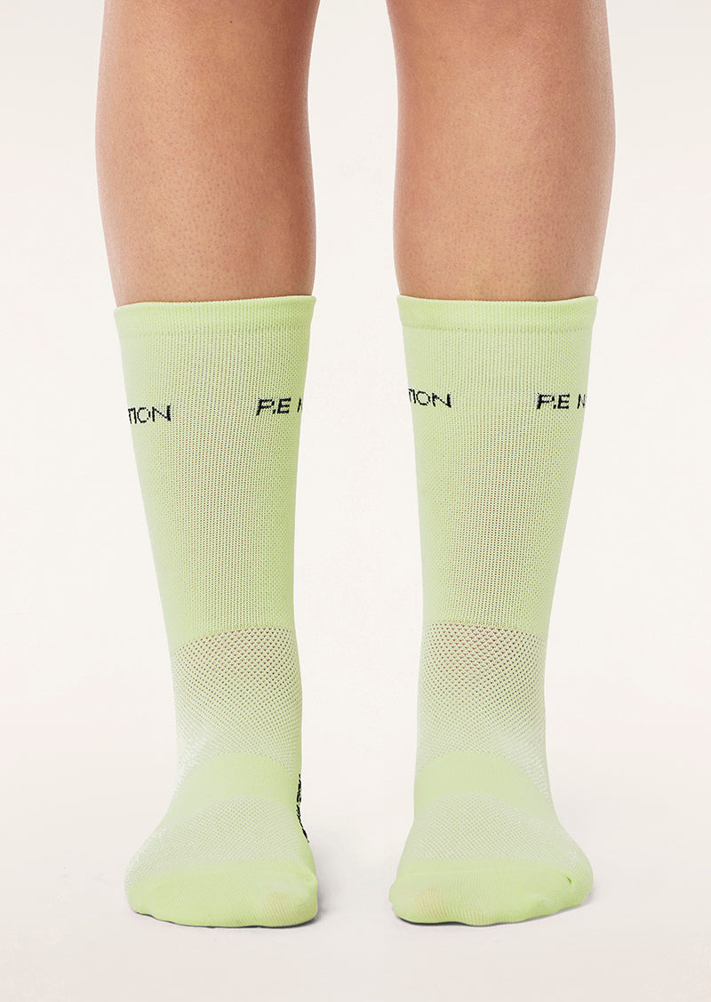 AERO RUNNING SOCK IN WASHED LIME BY P.E NATION, WOMEN'S ATHLEISURE RUNNING SOCKS