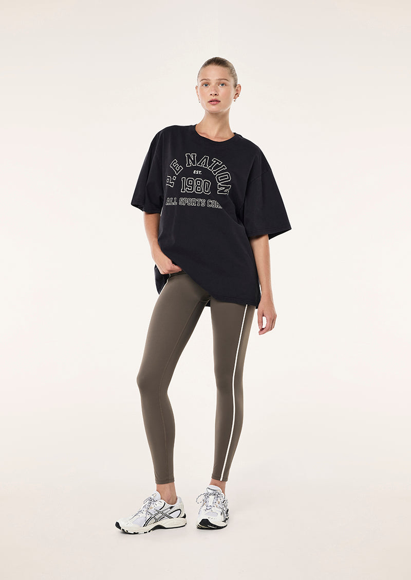 ALTITUDE TEE IN WASHED BLACK BY P.E NATION, WOMEN'S ATHLEISURE TEES