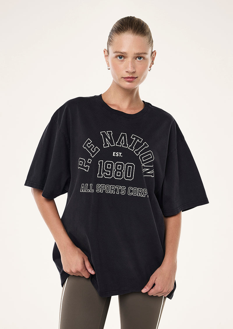 ALTITUDE TEE IN WASHED BLACK BY P.E NATION