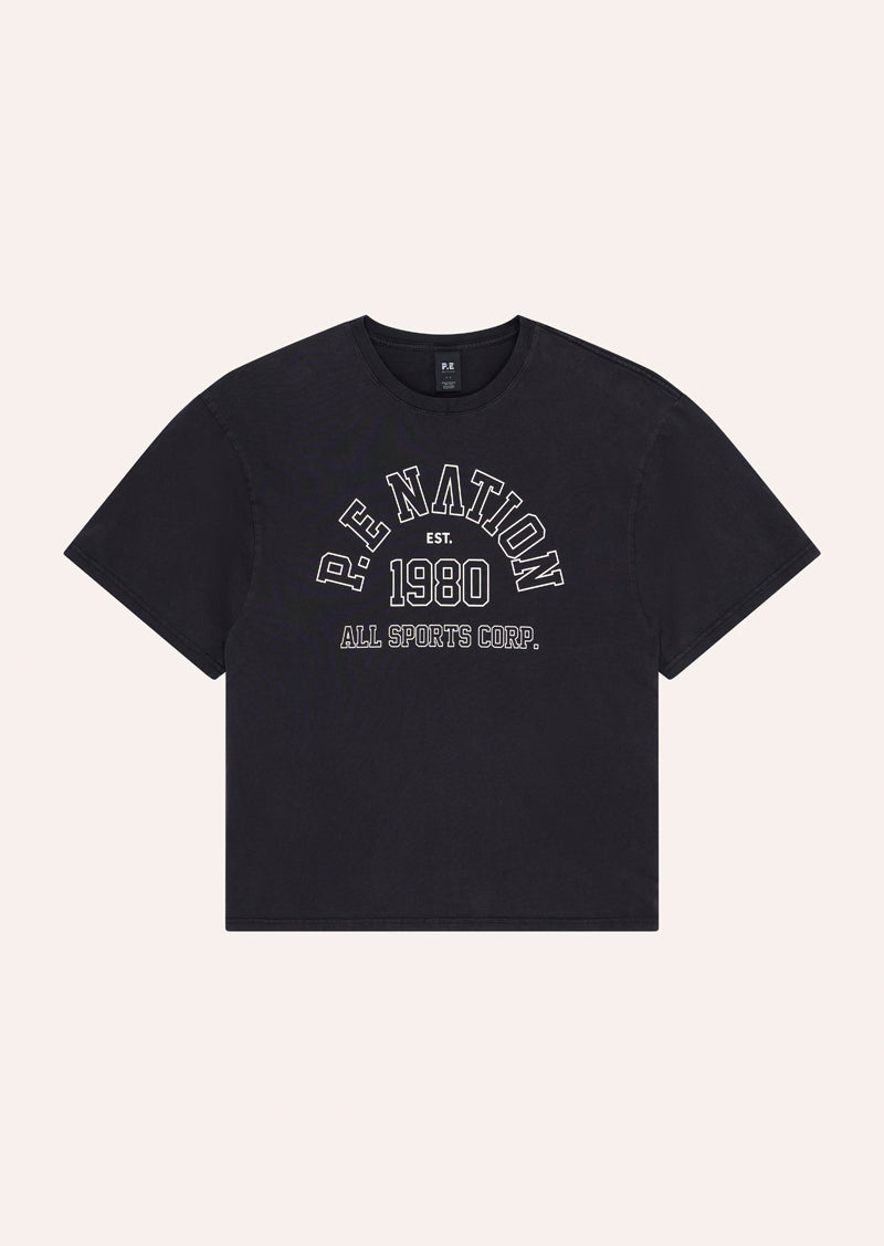 ALTITUDE TEE IN WASHED BLACK BY P.E NATION, WOMEN'S ATHLEISURE TEES