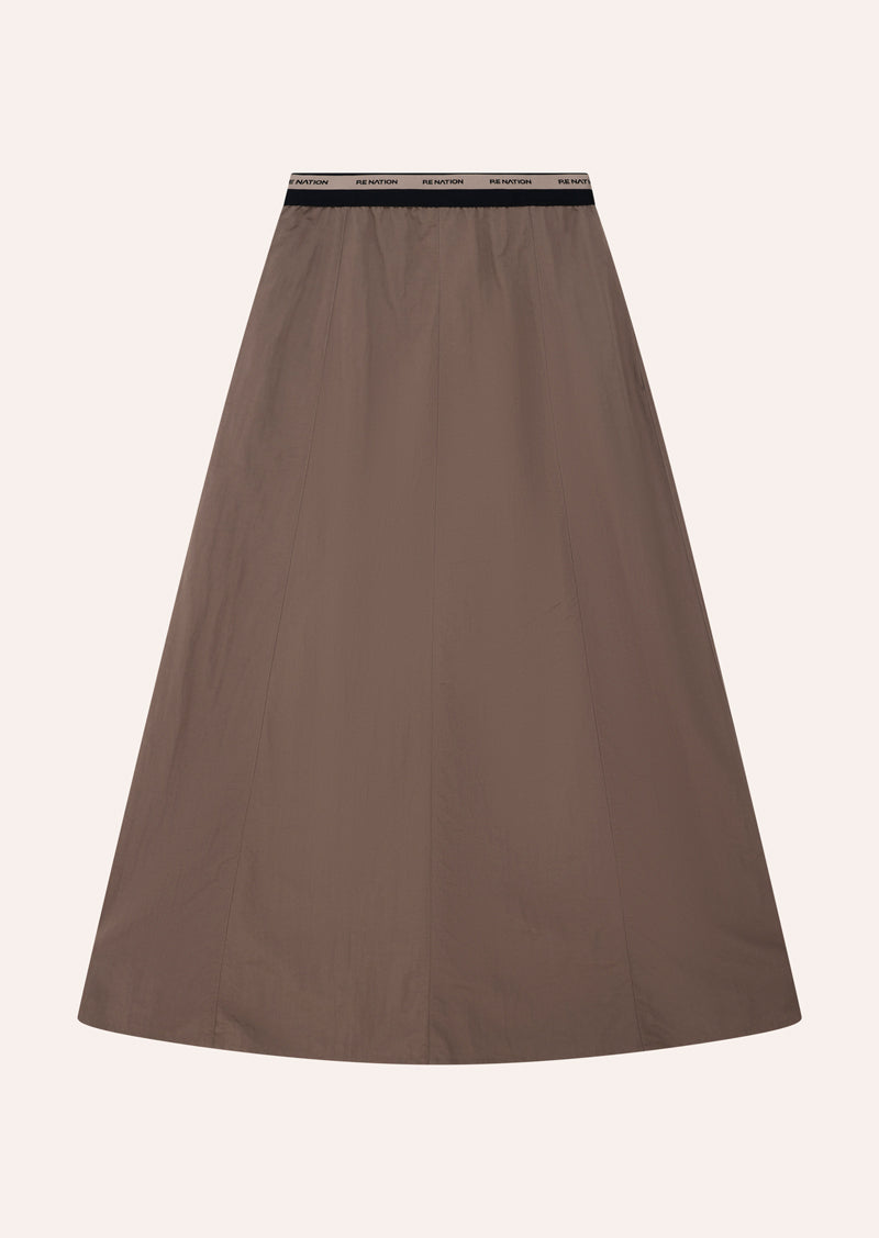 AVANT SKIRT IN WALNUT BY P.E NATION, WOMENS ATHLEISURE SKIRT BROWN