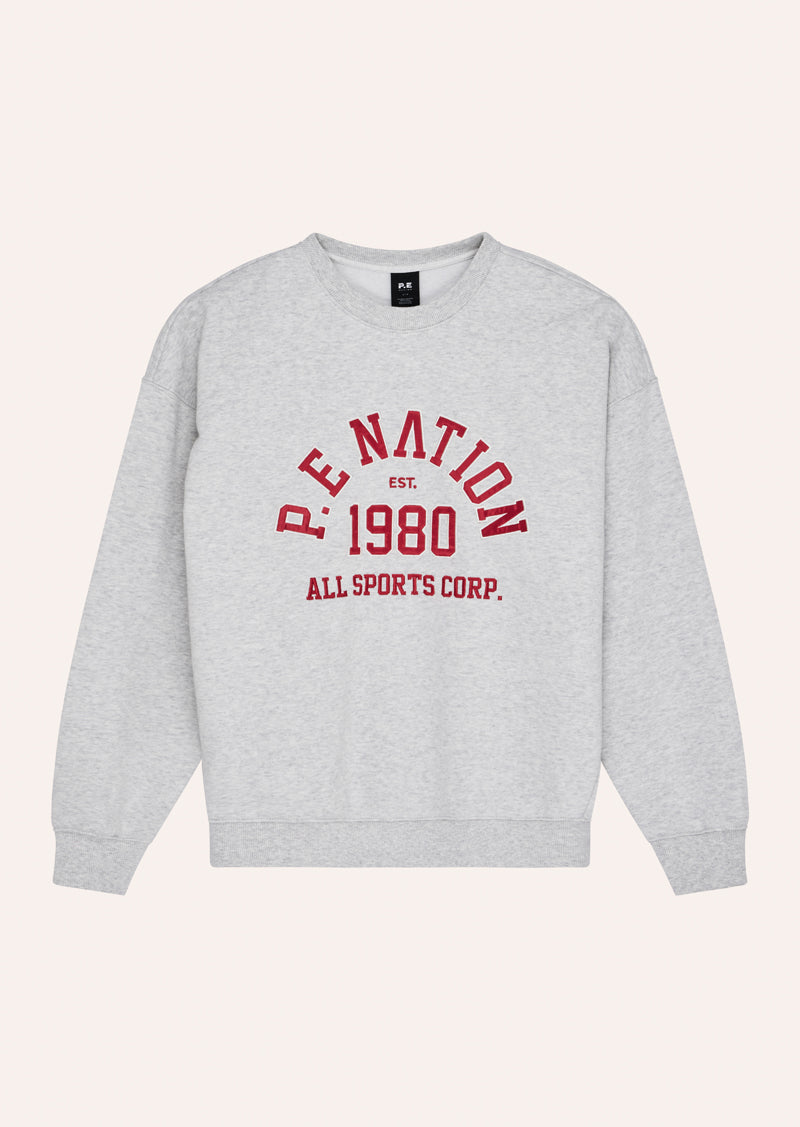 BACKSPIN SWEAT IN GREY MARLE BY P.E NATION, WOMEN'S ATHLEISURE SWEATS