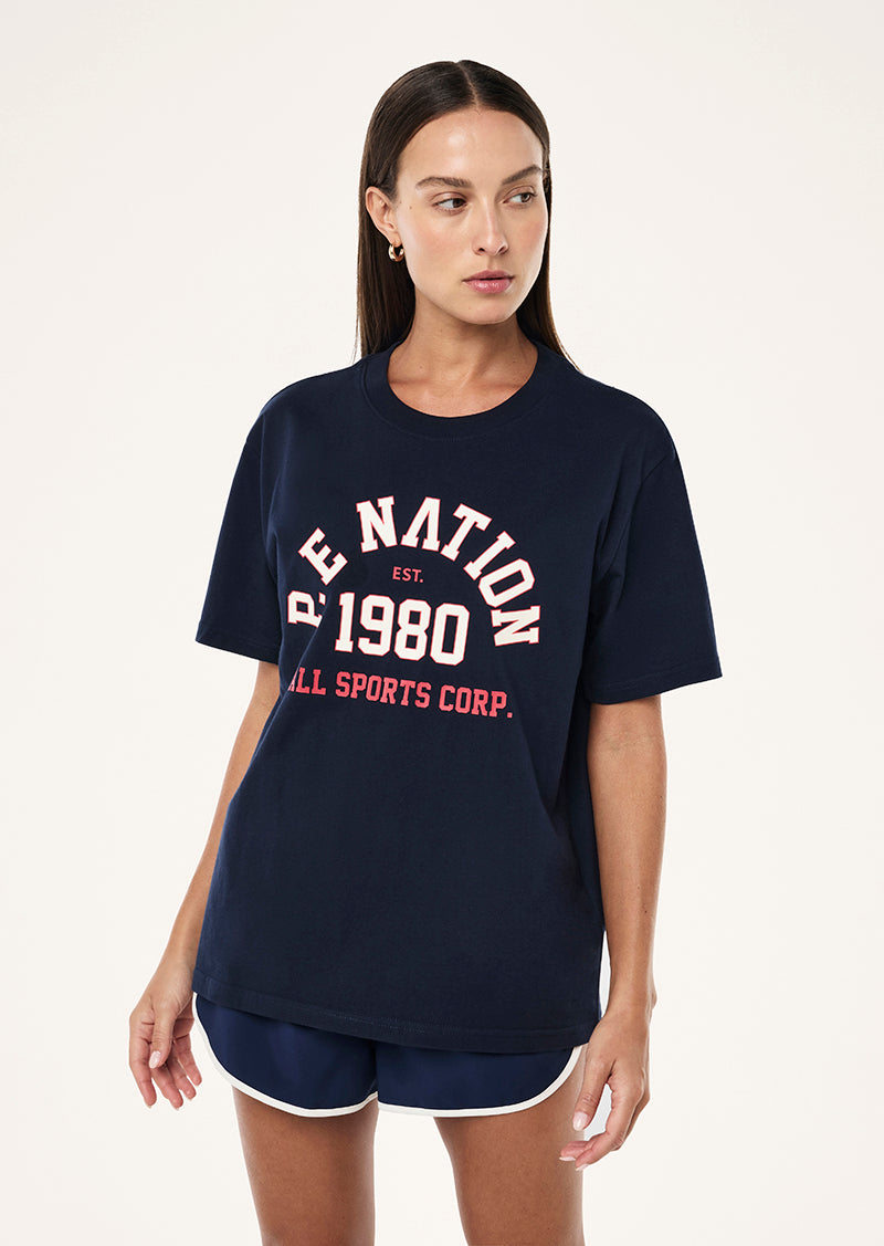 BAKSPIN TEE IN DARK NAVY BY P.E NATION