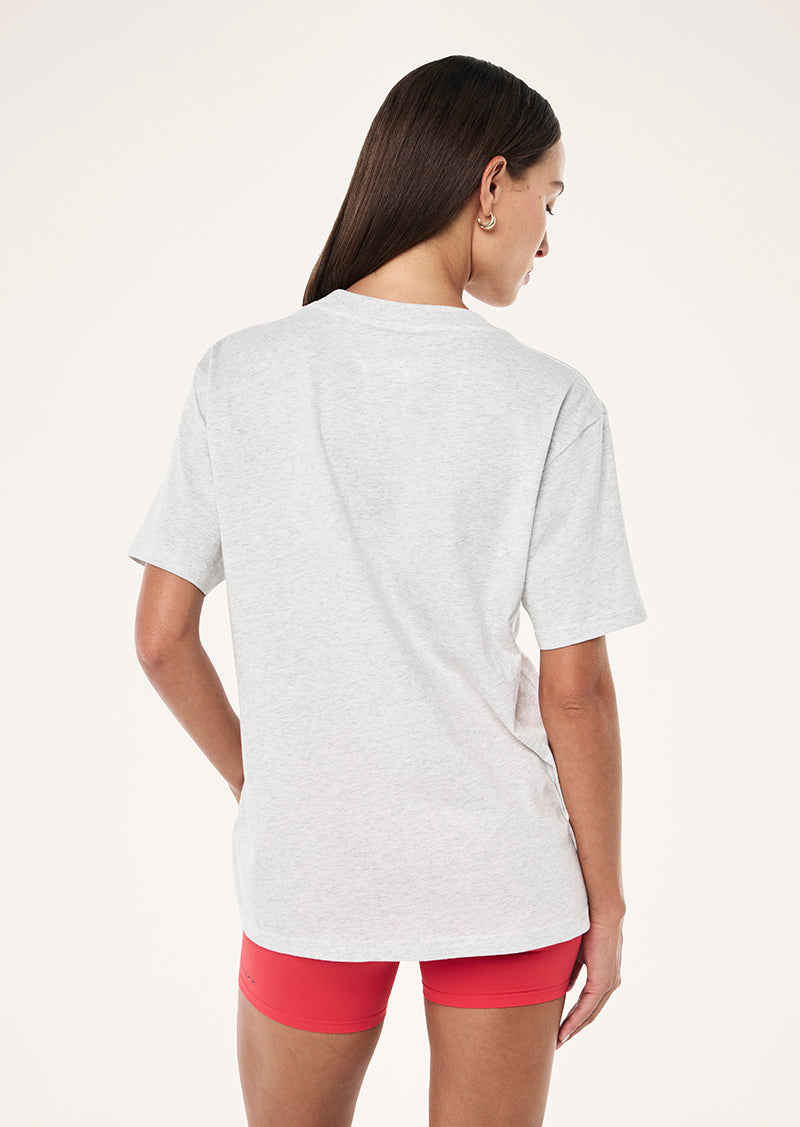 BACKSPIN TEE IN GREY MARLE & STRAWBERRY BY P.E NATION, WOMEN'S ATHLEISURE TEES