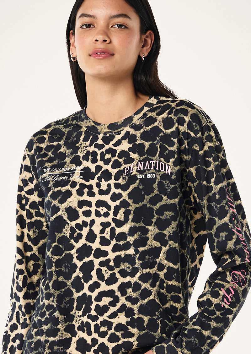 BASE LONG SLEEVE TOP IN LEOPARD