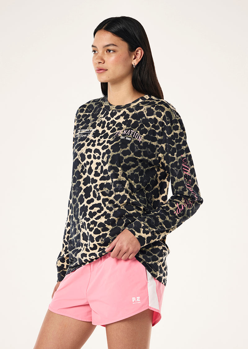BASE LONG SLEEVE TOP IN LEOPARD