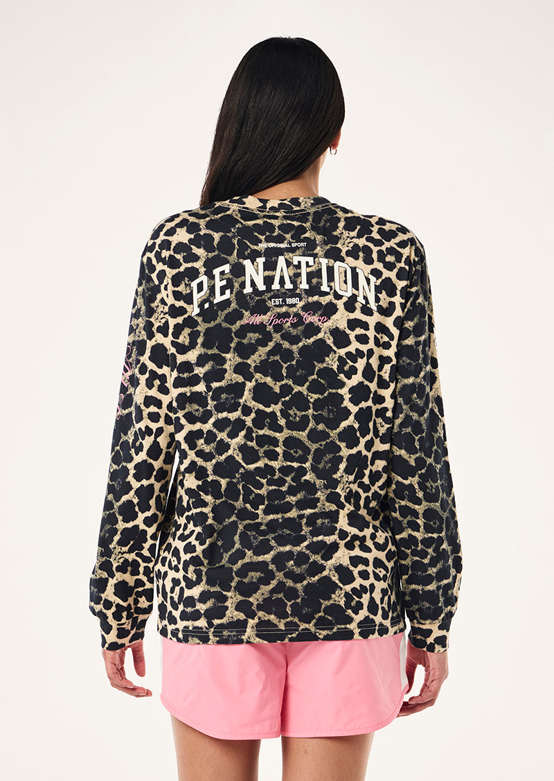 BASE LONG SLEEVE TOP IN LEOPARD