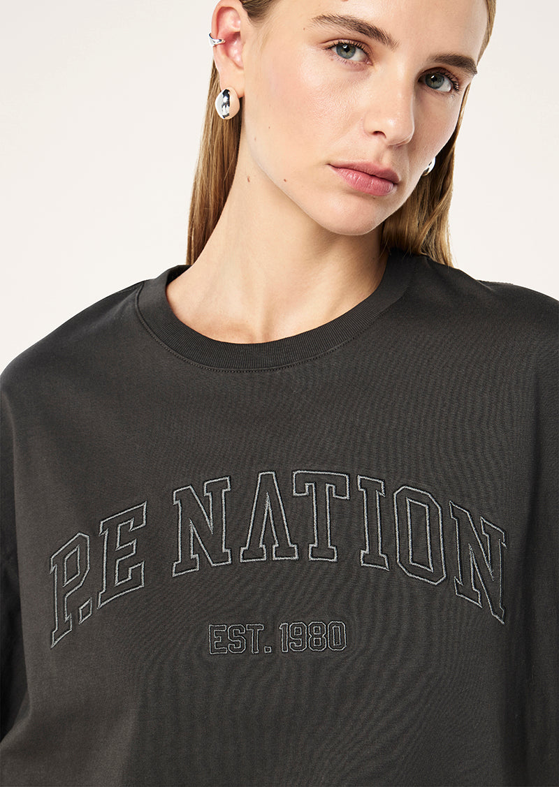 CORE OVERSIZED TEE IN CAVIAR BY P.E NATION, WOMEN'S ATHLEISURE OVERSIZED TEES