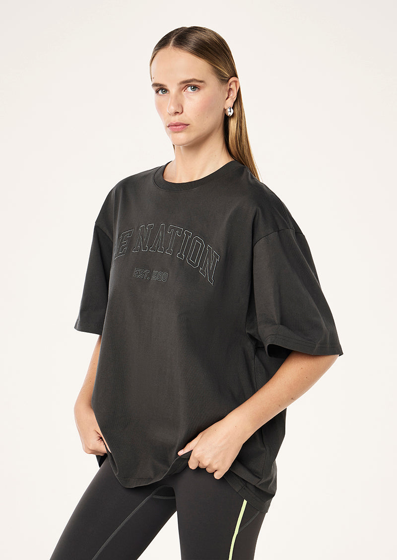 CORE OVERSIZED TEE IN CAVIAR BY P.E NATION, WOMEN'S ATHLEISURE OVERSIZED TEES