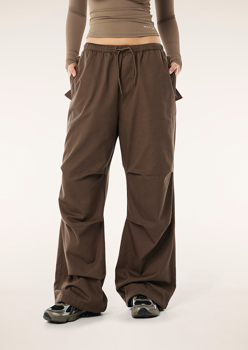 DISCOVERY COTTON PANT IN WALNUT BY P.E NATION, WOMENS ATHLEISURE CARGO STREETWEAR PANT BROWN