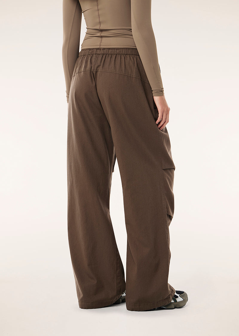 DISCOVERY COTTON PANT IN WALNUT BY P.E NATION, WOMENS ATHLEISURE CARGO STREETWEAR PANT BROWN