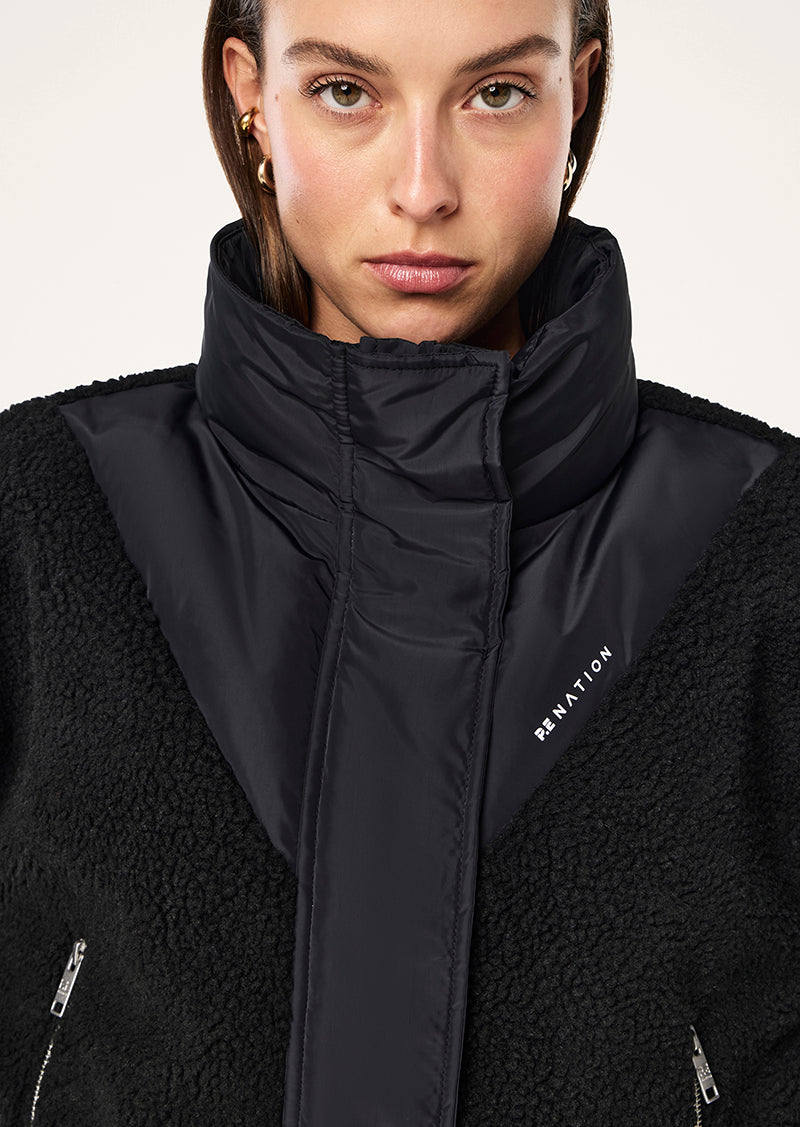DISTRICT CROP JACKT IN BLACK BY P.E NATION, WOMEN'S ATHLEISURE SNOW JACKET
