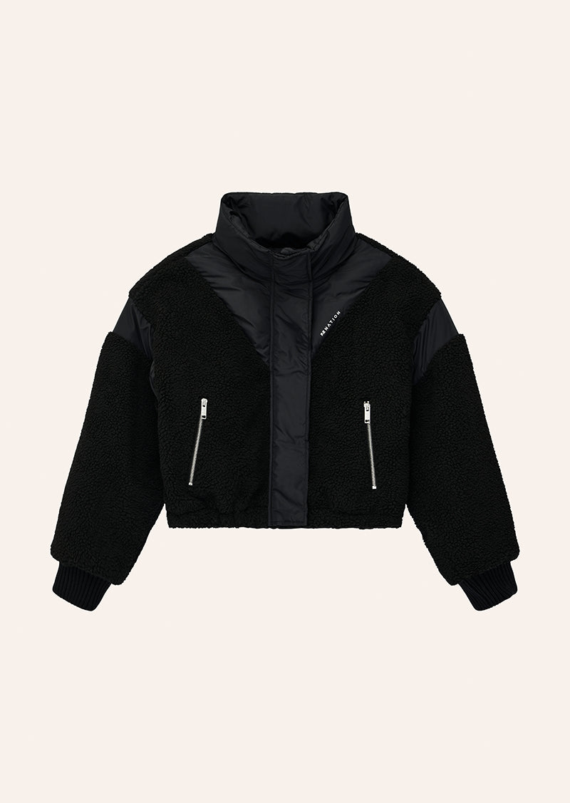 DISTRICT CROP JACKT IN BLACK BY P.E NATION, WOMEN'S ATHLEISURE SNOW JACKET