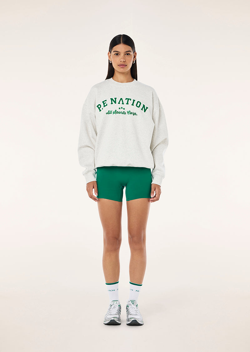 DYNAMIC SWEAT IN SNOW MARLE BY P.E NATION, WOMEN'S ATHLEISURE SWEATSHIRT