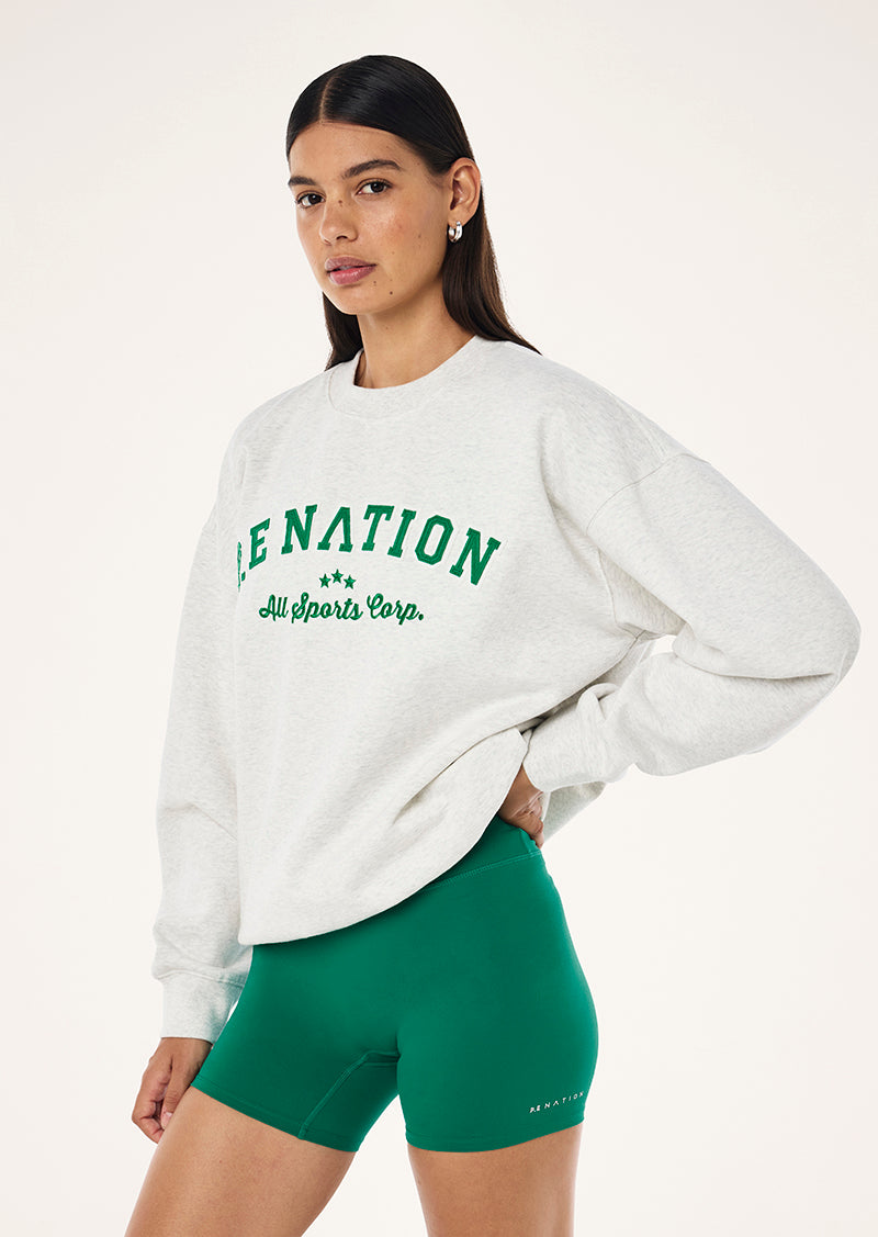 DYNAMIC SWEAT IN SNOW MARLE BY P.E NATION, WOMEN'S ATHLEISURE SWEATSHIRT