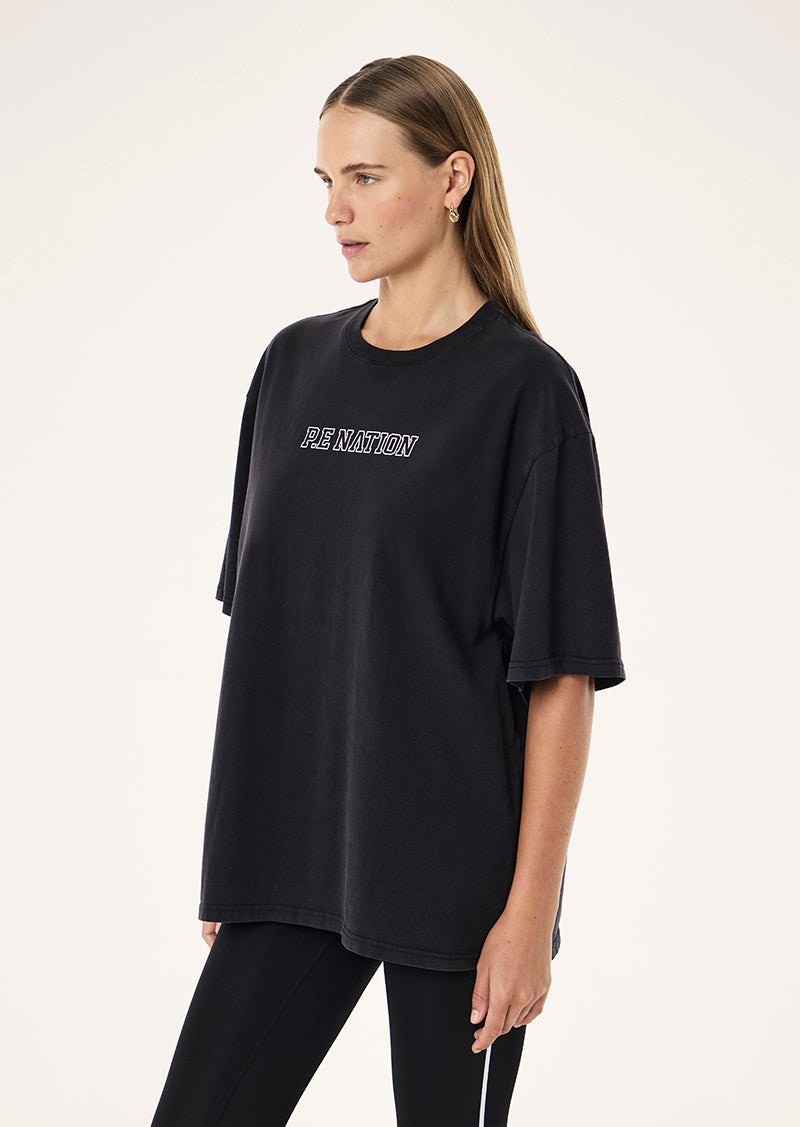 Elysian 2.0 Oversized tee in Washed Black by P.E Nation, Women's Athleisure Oversized Tees