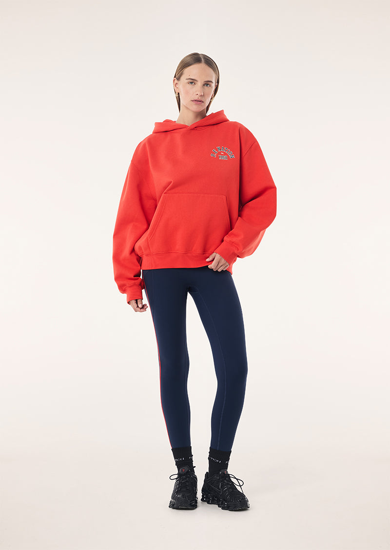 ESTABLISHED HOODIE IN COLLEGE RED