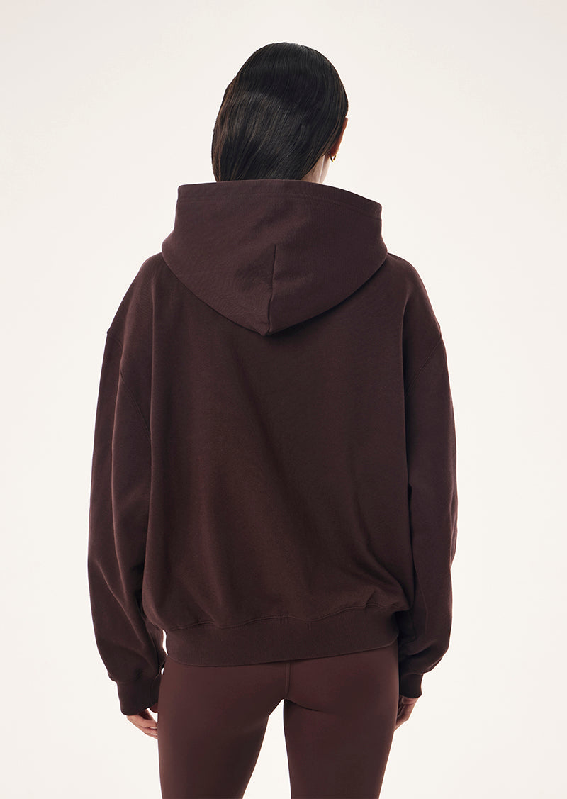ESTABLISHED ZIP THRU HOODIE IN MAHOGANY