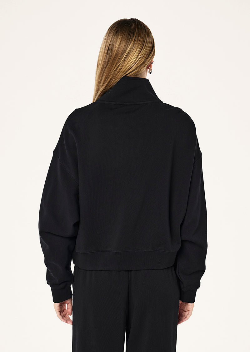 Established Quarter Zip Sweat in Black by P.E Nation, Women's Athleisure Quarter Zip Sweats