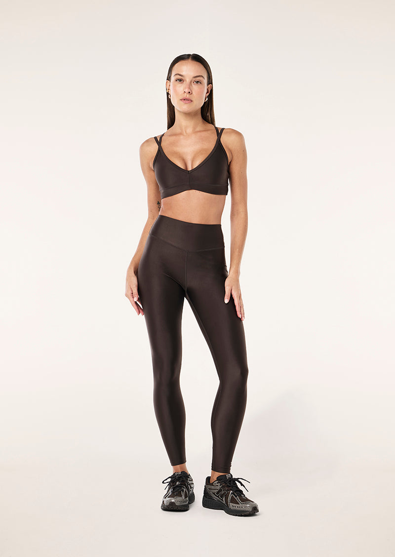 FAIRMONT FULL LENGTH LEGGING IN COFFEE SHINE BY P.E NATION, WOMEN'S ATHLEISURE LEGGINGS