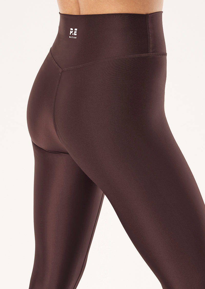FAIRMONT FULL LENGTH LEGGING IN DARK PLUM SHINE BY P.E NATION, WOMEN'S HIGH PERFORMANCE LEGGINGS