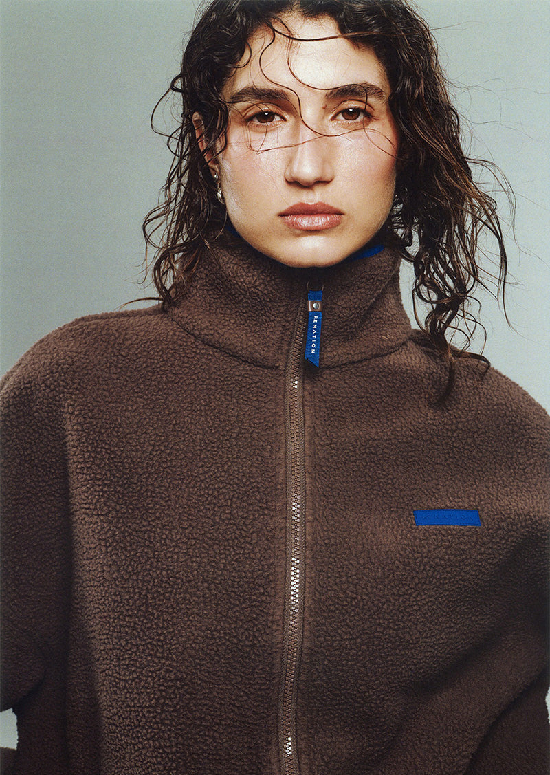 Rotate Sherpa Jacket in Mocha by P.E Nation, Women's Athleisure Sherpa Jackets