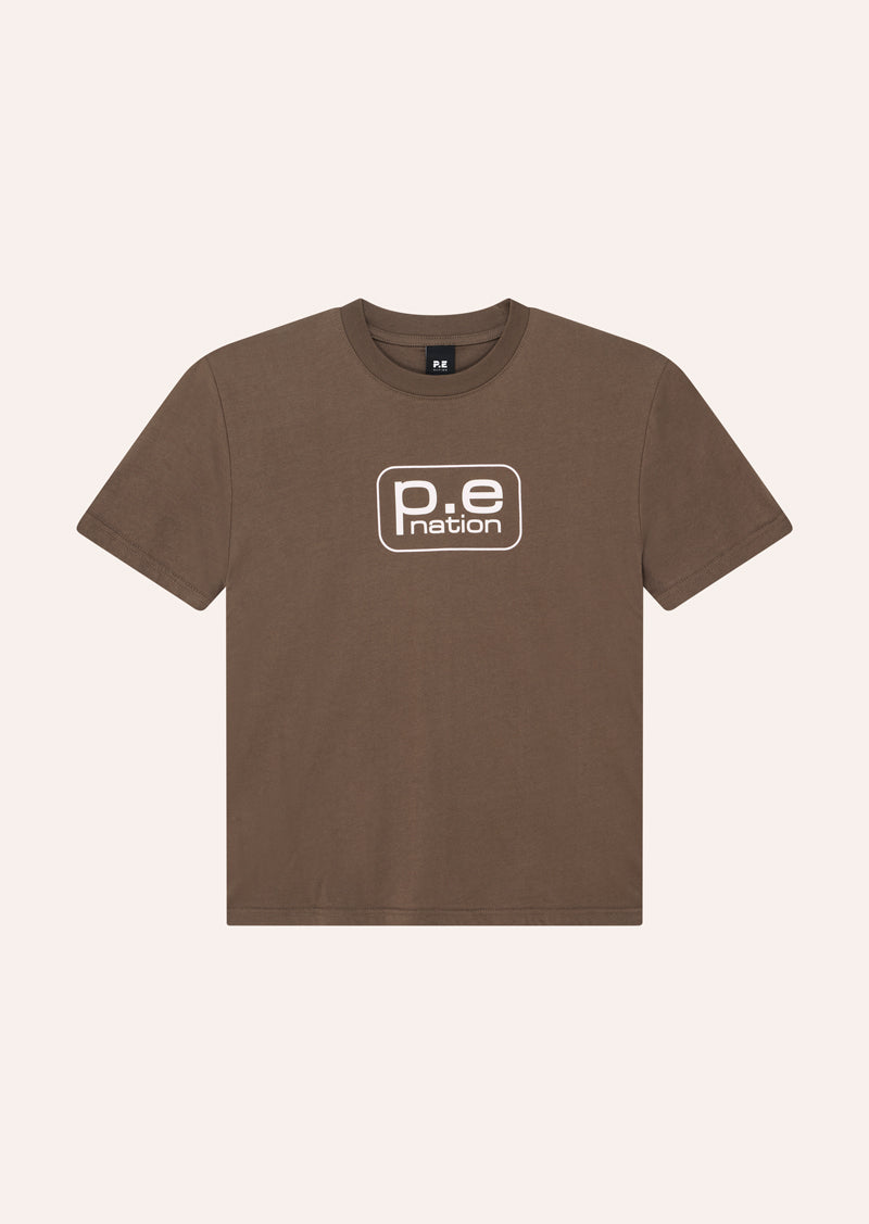 FLUX TEE IN WALNUT BY P.E NATION, WOMENS ATHLEISURE TEE BROWN