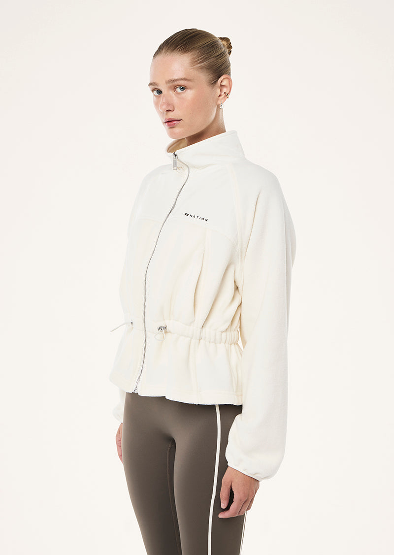 FORM JACKET IN WHISPER WHITE BY P.E NATION, WOMEN'S ATHLEISURE JACKETS