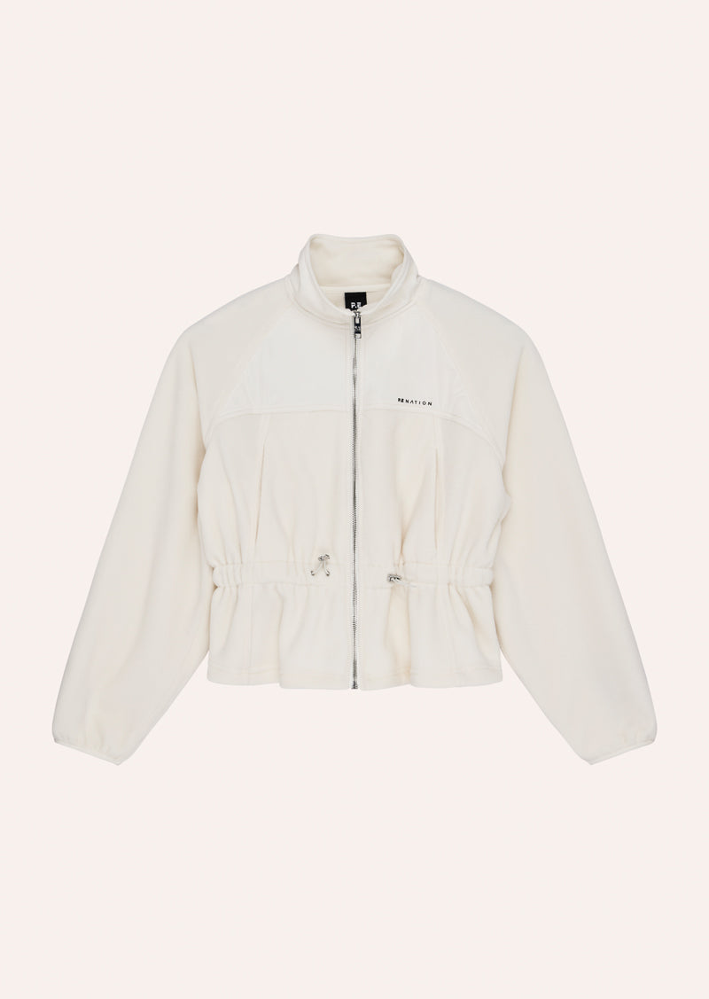 FORM JACKET IN WHISPER WHITE BY P.E NATION, WOMEN'S ATHLEISURE JACKETS