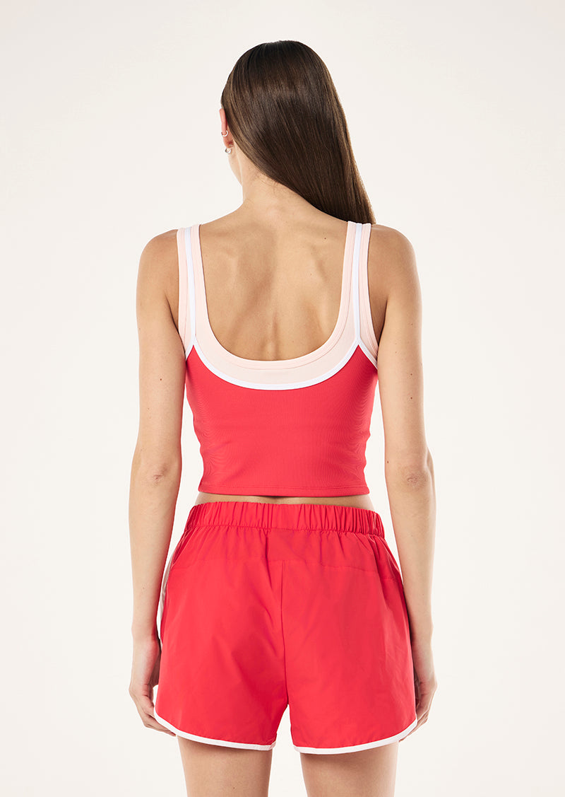 FORWARD TANK IN STRAWBERRY BY P.E NATION WOMENS RED ACTIVE TANK