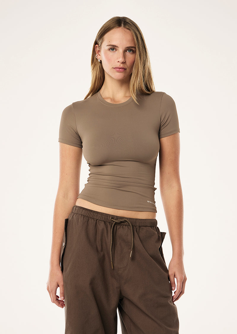 FOUNDATION SHORT SLEEVE TEE IN WALNUT BY P.E NATION