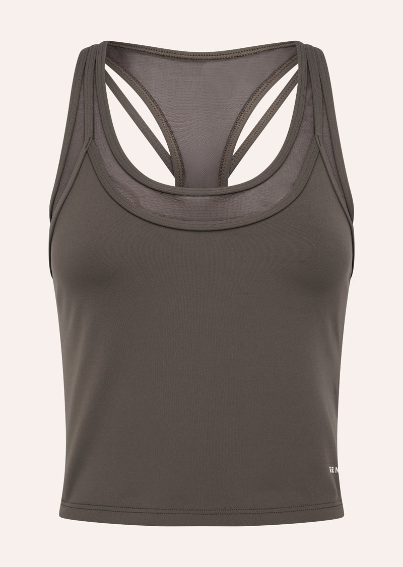 FUSION TANK IN MAJOR BROWN BY P.E NATION, WOMEN'S ATHLEISURE TANKS
