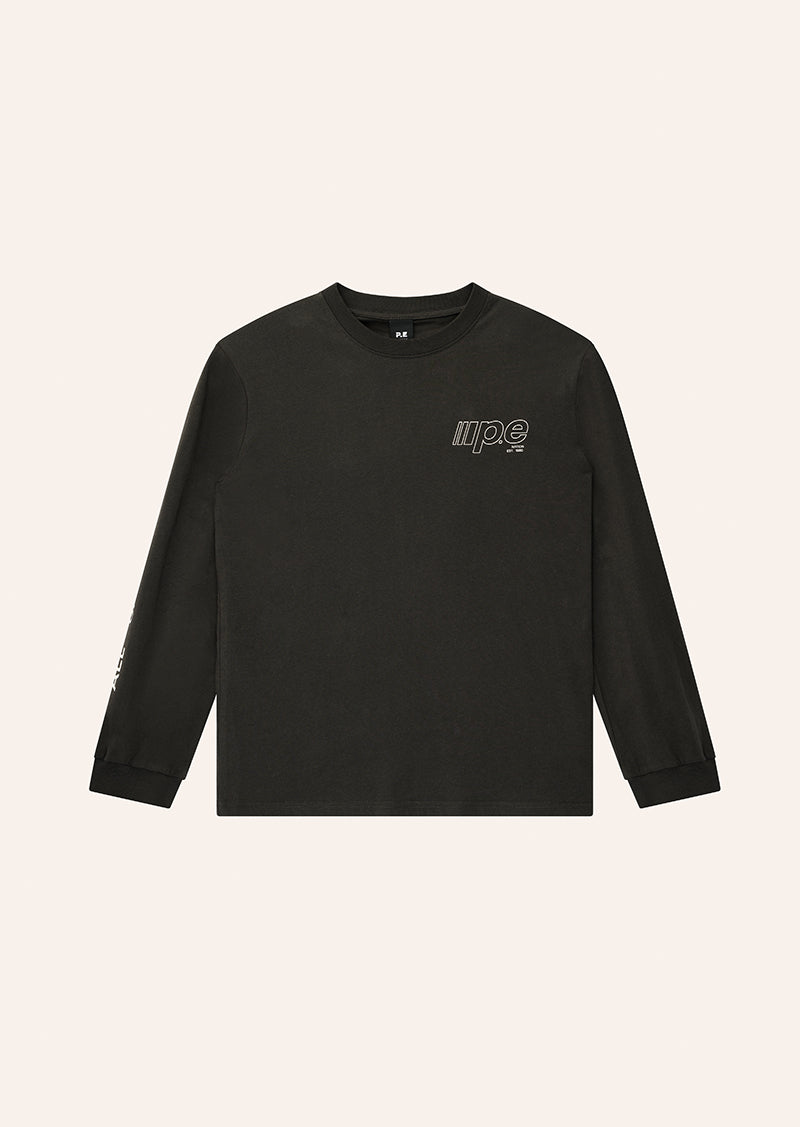 GLIDE LONG SLEEVE TEE IN CAVIAR BY P.E NATION, WOMEN'S ATHLEISURE LONG SLEEVE TEES
