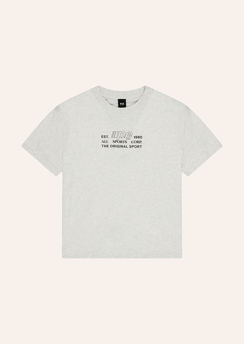 GLIDE RELAXED TEE IN SNOW MARLE BY P.E NATION, WOMEN'S ATHLEISURE RELAXED TEES
