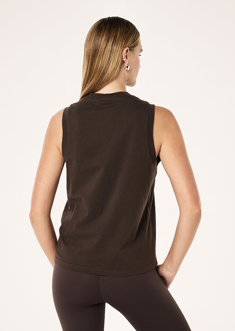 GLIDE TANK IN COFFEE BY P.E NATION, WOMEN'S ATHLEISURE TANKS
