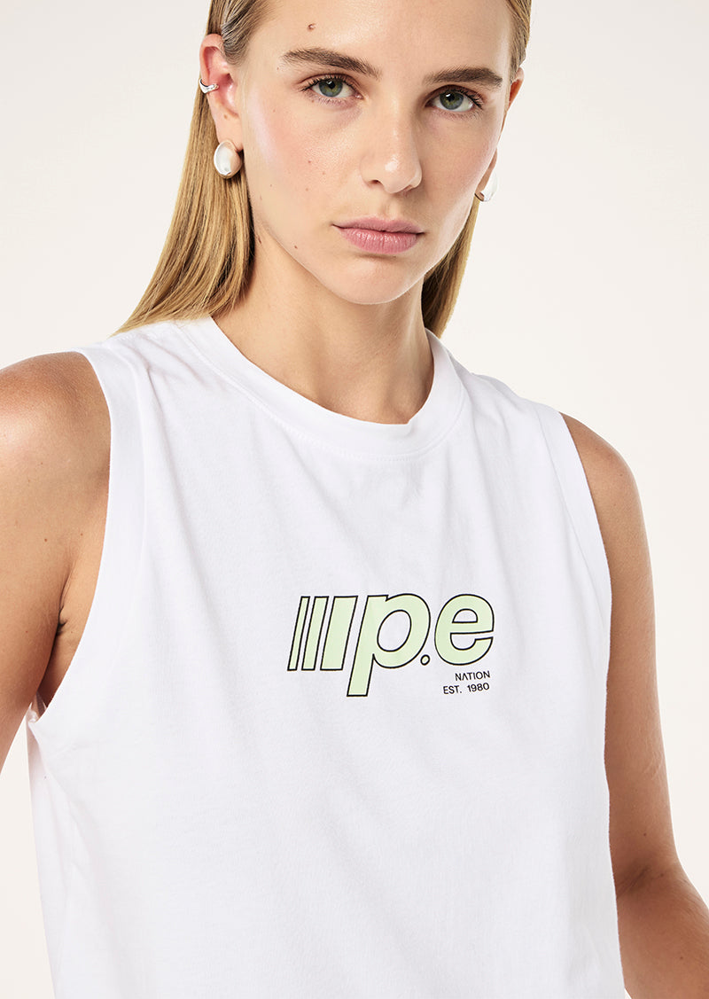 GLIDE TANK IN WHITE BY P.E NATION, WOMEN'S ATHLEISURE TANKS