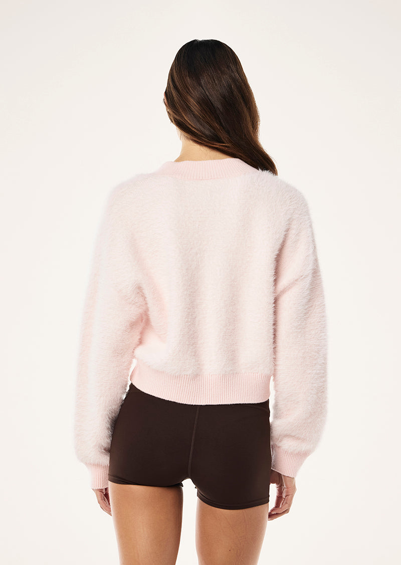 GREENPOINT V NECK KNIT IN CHALK PINK BY P.E NATION, WOMENS KNITWEAR SWEAT PINK