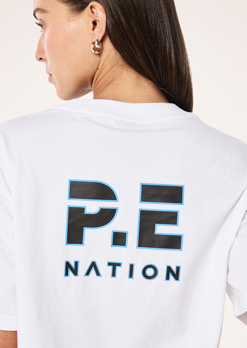 HEADS UP 2.0 TEE IN OPTIC WHITE BY P.E NATION, WOMEN'S ATHLEISURE TEES