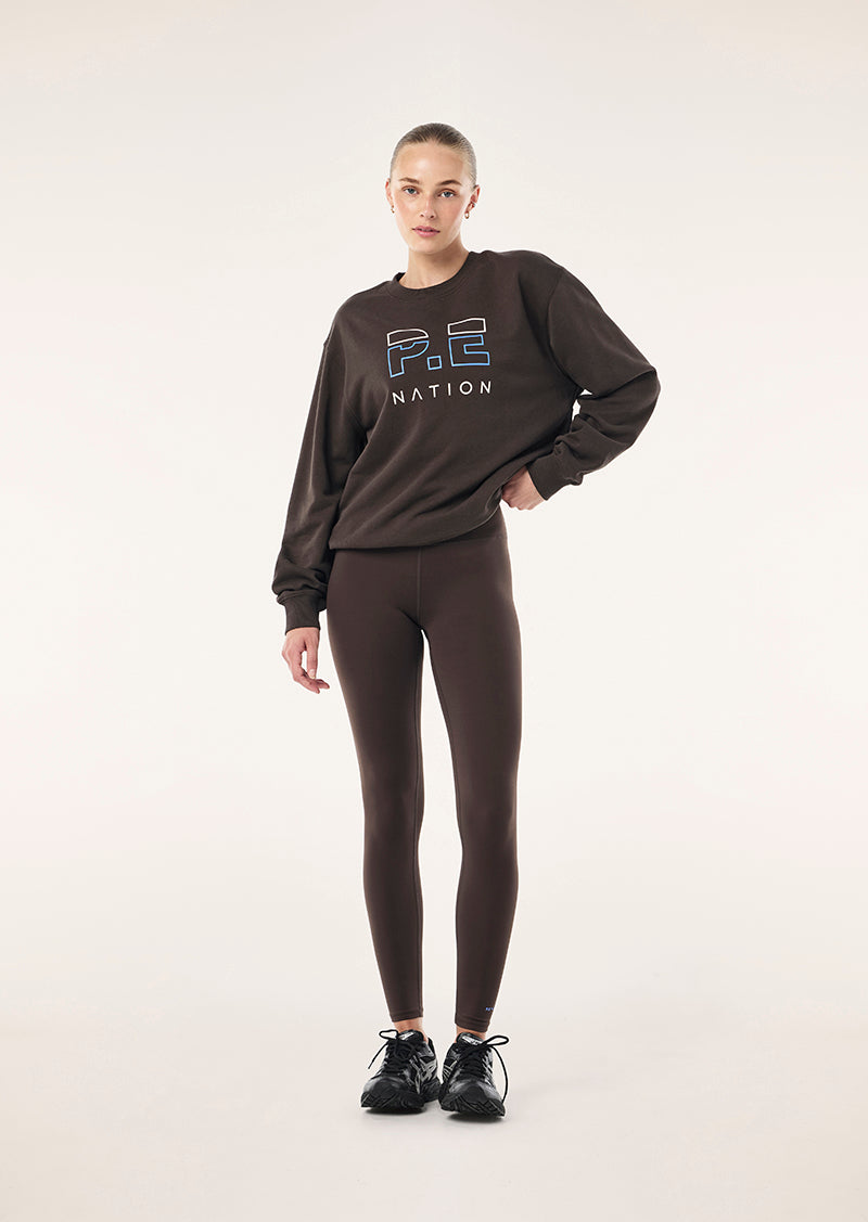 HEADS UP SWEAT IN COFFEE & MARINA BLUE
