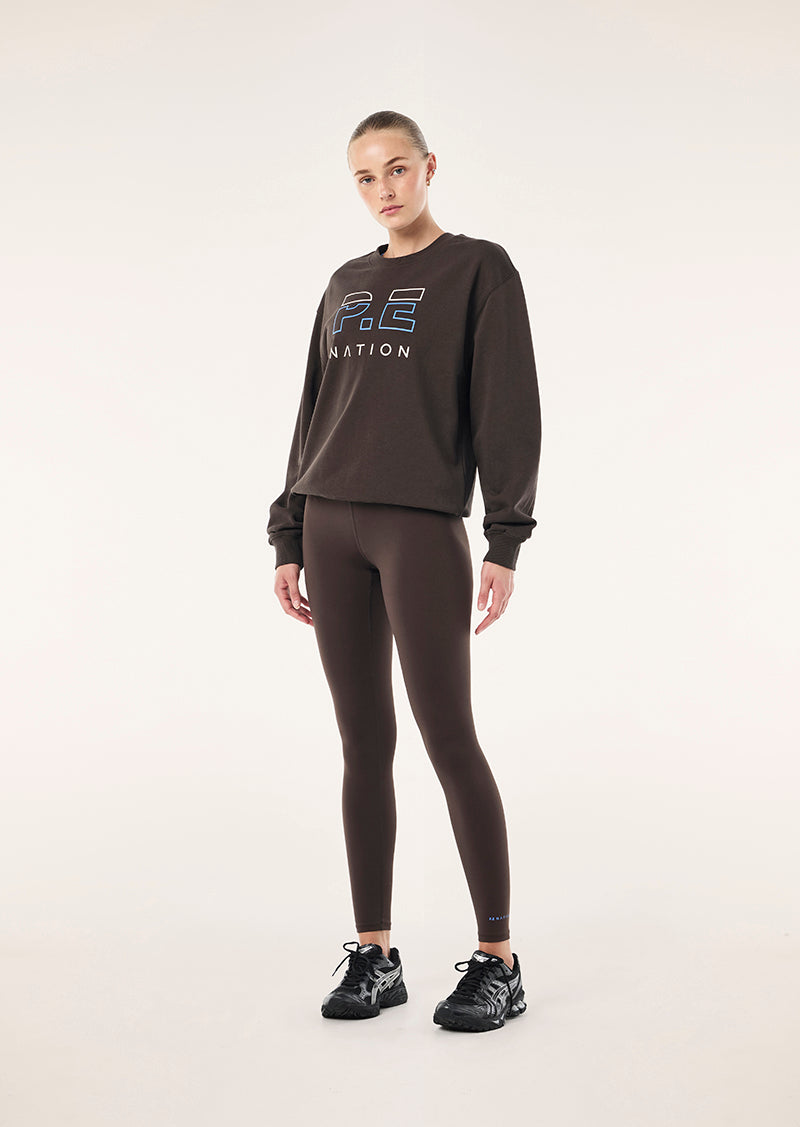 HEADS UP SWEAT IN COFFEE & MARINA BLUE