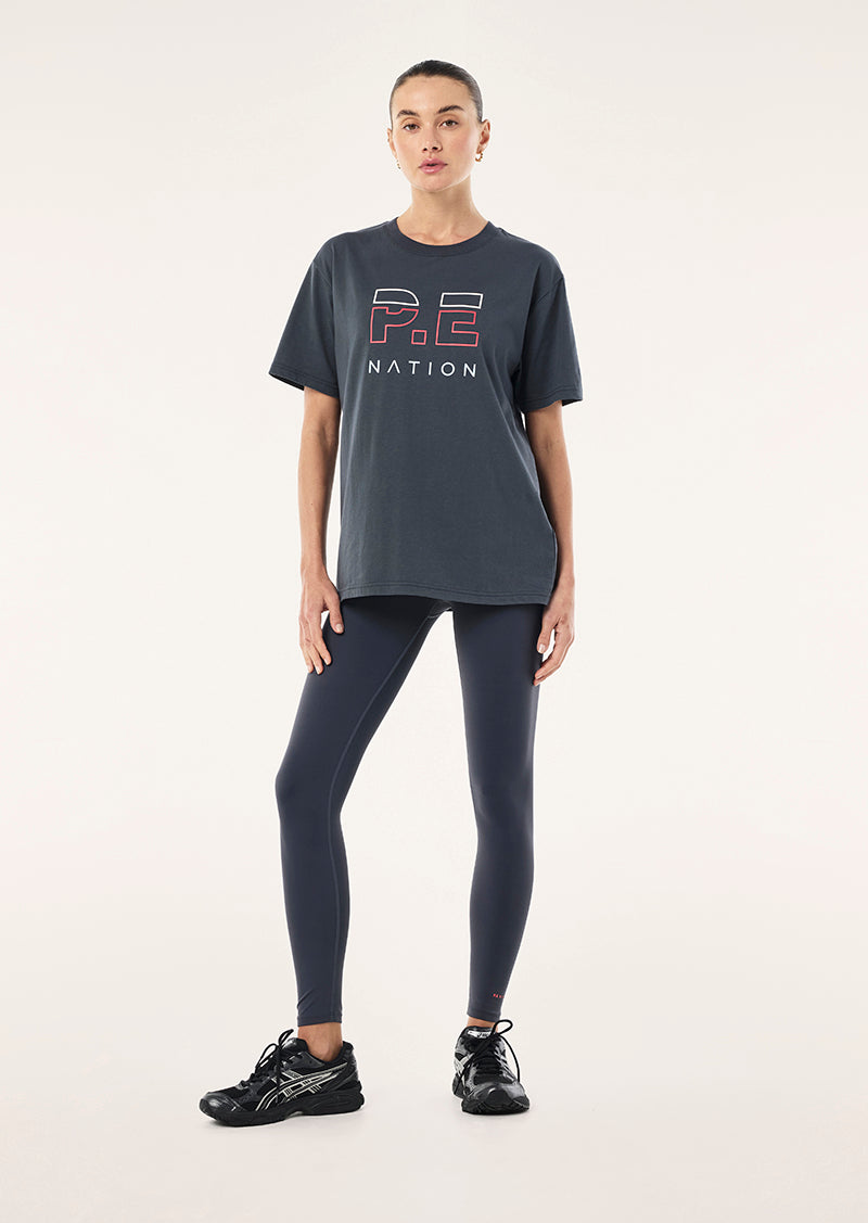 HEADS UP TEE IN MARINE BLUE & STRAWBERRY
