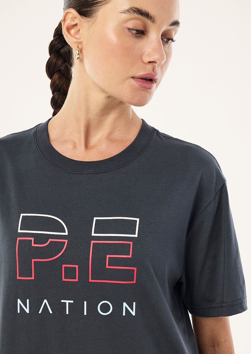 HEADS UP TEE IN MARINE BLUE & STRAWBERRY